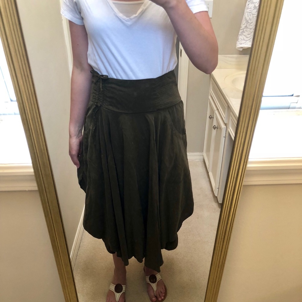 Free people olive high waisted skirt